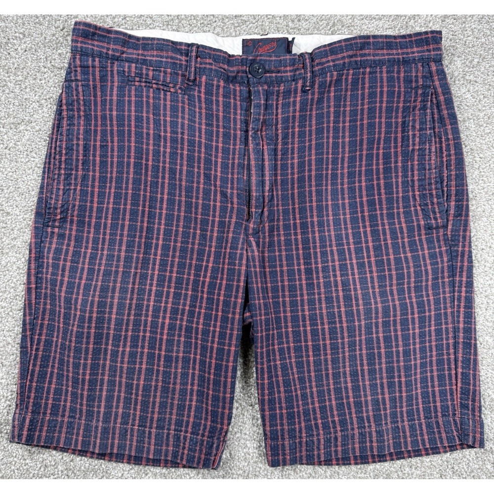 Grayers Clothiers Men's Shorts Size 34 Blue Red Plaid Cotton Flat Front Casual